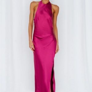 Hello Molly SMALL fuchsia halter wedding guest dress NWT